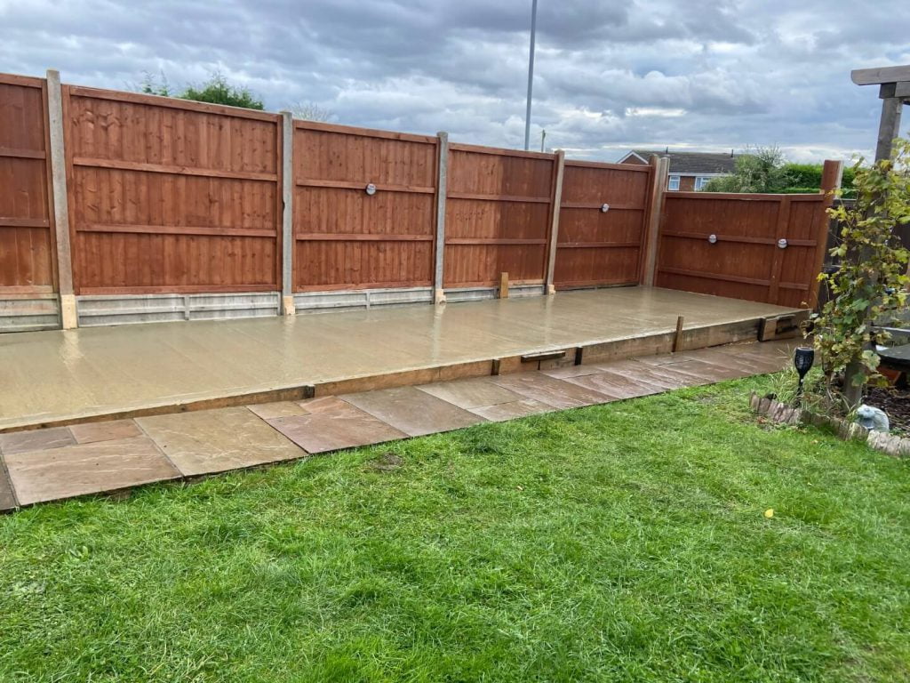 Side of concrete patio