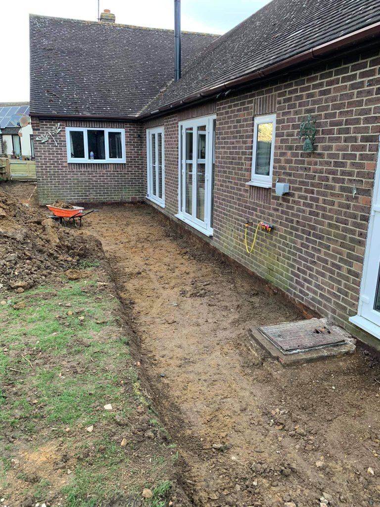Landscaping patio project in progress