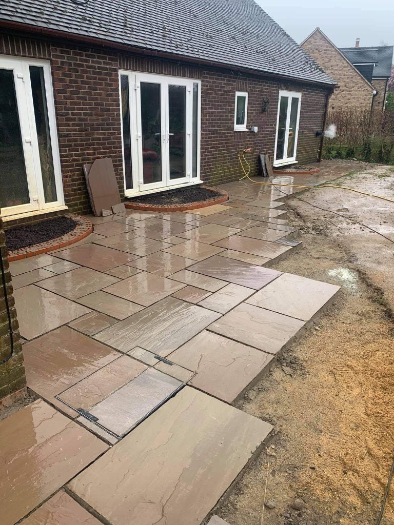 Landscaping patio project in progress