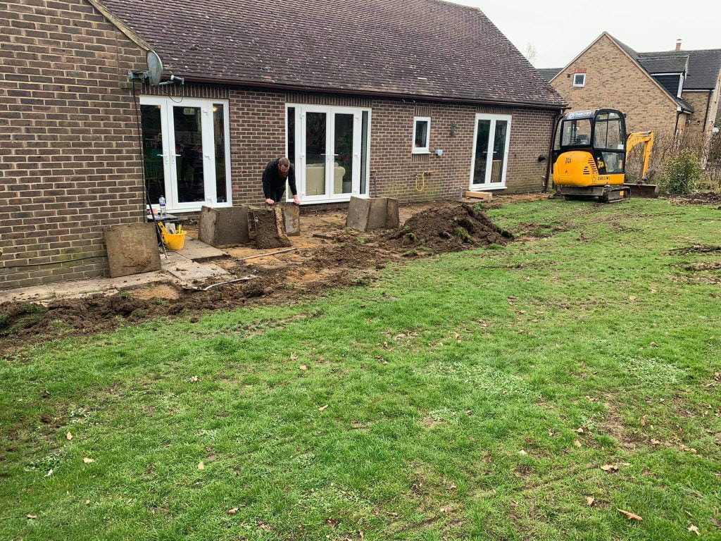 Landscaping patio project in progress