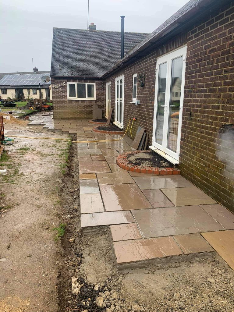 Landscaping patio project in progress