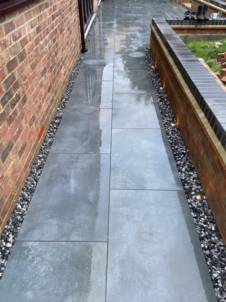 Porcelain patio walkway